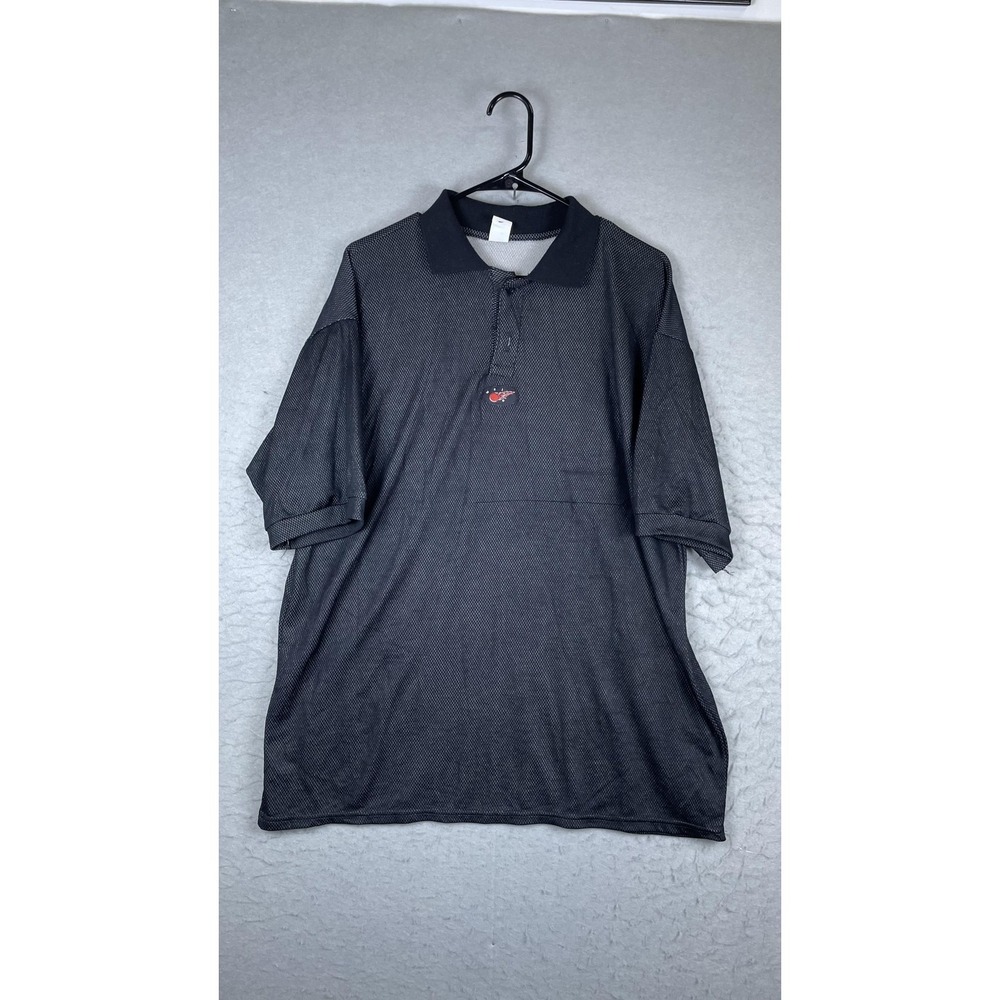 WSI Polo Shirt Mens XL Black Mesh Geometric Logo Short Sleeve Casual Performance